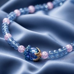 Crystal Glass Rose Necklace Faceted AB & Crackle Glass Beads Tagged By Maker