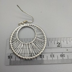 Wire Wrapped Silver Tone Pierced Earrings Hoop Vintage Estate Stunning Shine