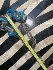 Vintage Graziano Mesh Chain Runway Necklace Estate Jewelry Statement Blue Enamel
