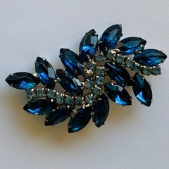Vintage Blue Crystal Brooch Pin