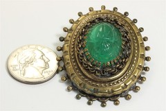 Vintage Hobe Large Victorian Revival Czech Glass Scarab Pendant Brooch Pin