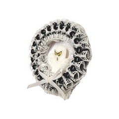 Vintage Handmade Amscan Ghost Round Wreath Pin Brooch Black & White Halloween