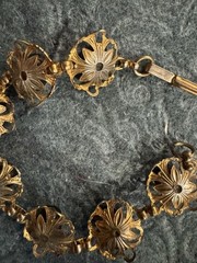 Vintage Brown Glass Panel Link Size 7.5” Gold Tone Tennis Bracelet