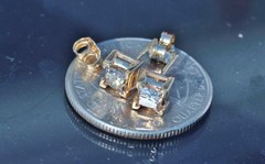 14k yellow gold stud earrings 0.85ct natural diamond vintage 1.3gr Ali403