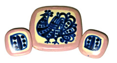 Vtg Mid Century Modern Danish ASTRID FYRBO Art Pottery BIRD Brooch Pin Earrings