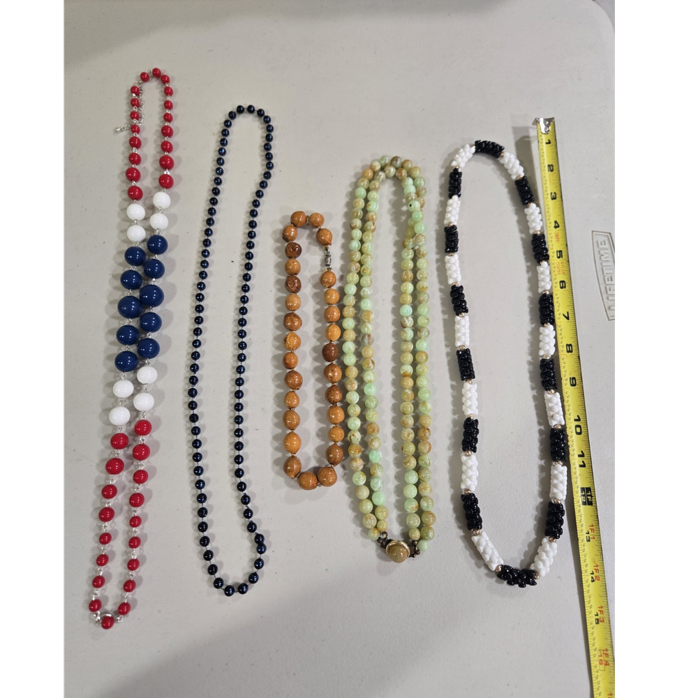 Mixed Lot 5 Beaded Necklaces Multicolor Unisex Adults Fashion Jewelry (LOT 1)