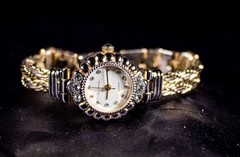 1940’s Winnie Japanese Movement Gold Rhine Stones Women Vintage Wrist Watch