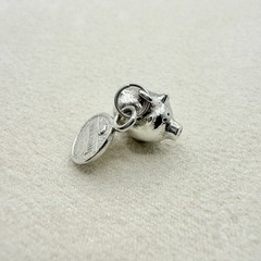 Vintage 925 Sterling Silver Small Piggy Bank Attached Coin Money Dangle Charm
