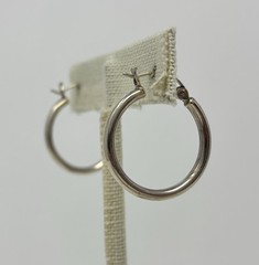 Vintage 925 Sterling Silver 2.5mm Hollow Tube Hoop Earrings 1″