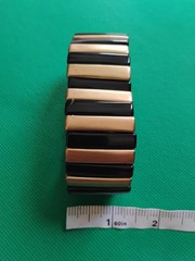 Vintage Bohemian Gold and Black Chunky Bar Stretch Sizable Statement Bracelet