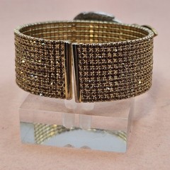 Mixed Media Amber Color Bracelet Brooch Embellished Goldtone One Of A Kind