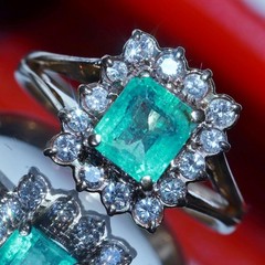 14k rose gold 0.78ct natural diamond sz 4.25 ring emerald vtg treated 2.50g 3823