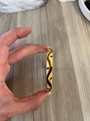 Vintage Tortoiseshell Bangle Bracelet Brown Cream Acrylic Resin Jewelry
