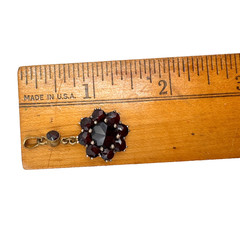 ANTIQUE VICTORIAN GORGEOUS RICH RED GARNET PENDANT GOLD FILLED FLOWER SHAPE UNIQ