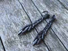 Antique Victorian Black Glass Mourning Jewelry Earrings Dangle Clip On 1920s