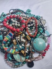 Vintage to Mod Lot of Stone Jewelry with Various Gemstones 1Lb Lovely!