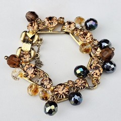VINTAGE JULIANA (D&E) BROWN TOPAZ RHINESTONE 5-LINK BRACELET