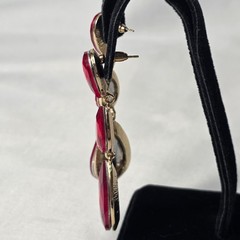 Bijoux Bar Red Crystal Dangle Three-Tiered Red Teardrop Crystals Gold Setting