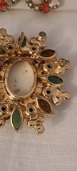 Juliana D & E Easter Egg Cabochon Rhinestone Brooch & Earrings Vintage Demi Set