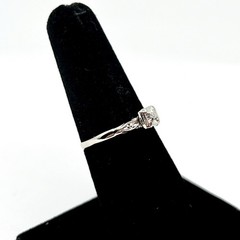 13k White Gold 0.05ct Round Diamond Square Setting Vtg Ring SZ 6.25 (I-63579)