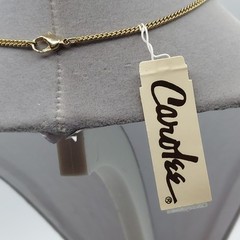 CAROL LEE SIGNED VINTAGE GOLDEN FAUX PEARL GOLDTONE CHAIN NECKLACE 15″