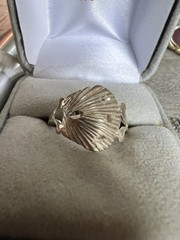 Sterling Silver 925 Shell Cartilage Ring Sz 8.5 #7757