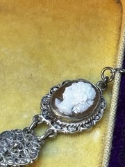 Antique Cameo Necklace “Italian” Filigree 16.5” 800 Silver