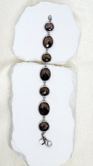 Vintage Monet Gun Metal Tone Smokey Quartz Style Faceted Glass Clasp Bracelet