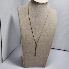 Vintage Avon Gold Tone Y Necklace Dangle Rhinestone Pendant Necklace Signed
