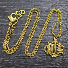 Christian Dior Gold Plated Logo Charm Chain Necklace Pendant #1319c Rise-on