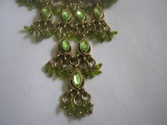 1990s BISOU BISOU Green Crystal Bib Necklace, 18″ w/ Pull, Compare @ $69 on Etsy