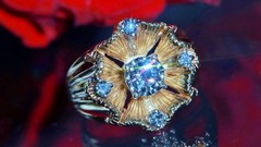 14k yellow gold sz 6 ring 0.80ct natural diamond flower vintage 8.26g Prism-lite