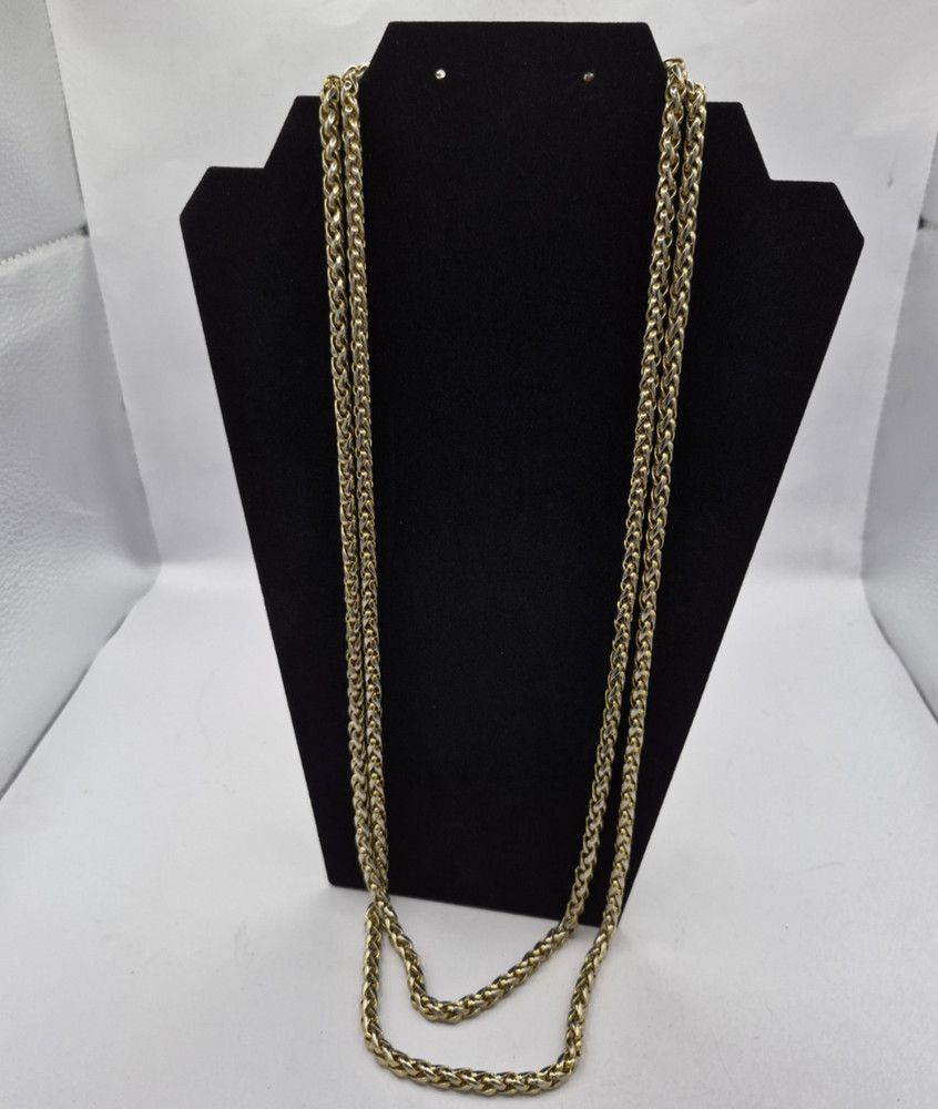 Long Gold Tone chain necklace Vintage Flapper style often worn double 56in