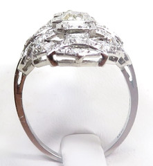Antique Art Deco Dinner Engagement 1920’s Platinum Ring Size 7.5 UK-O1/2 EGL USA