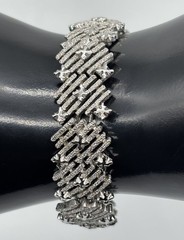 Vintage 1960s Trifari Bracelet Textured Silvertone Metal Links Components Signed