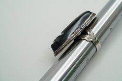 Vintage Sterling Silver Onyx Face Mask Ring Size 5.25 JB27