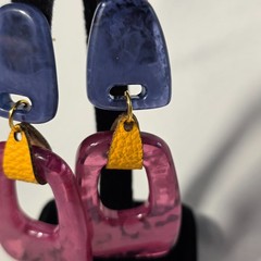 Colorful Acrylic Statement Drop Earrings Multicolored Geometric Shapes