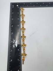 Vintage Rhinestone Bracelet Orange Opalite Link Mid Century MCM READ