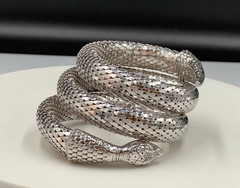 Vtg Whiting & Davis Mesh Snake Bracelet, Triple Coil