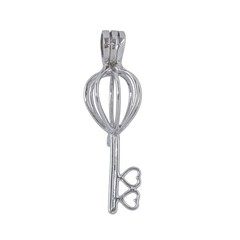 Pearl or Gem Cage Key Pendant | Heart Detail | Sterling Silver 925