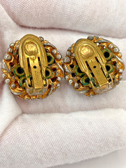 Vintage Barclay Multicolor Pastel Rhinestone Crystal Cluster Clip Earrings