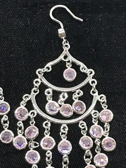 Vintage 925 Sterling Silver Pink Topaz Cubic Zirconia Earrings Stunning!