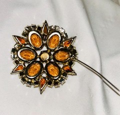 D&E Smokey Topaz Rhinestone Open Back