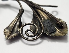 Signed Pegasus Coro 925 Sterling Silver Calla Lily Flower Brooch 3.25″ 13.5g