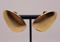 MONET Gold Tone Textured Geo Shaped Clip On Earrings