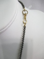 Distressed Metal with Dangle Charms Brass and Copper Double Strand Necklace