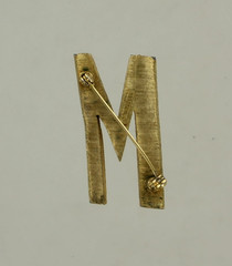 Vintage Mamselle Letter M Pin – Etched Brushed Goldtone – Initial