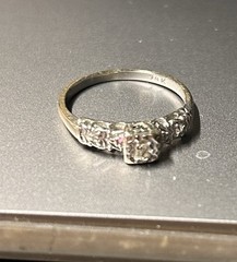 Vintage 1940’s Diamond Solitaire Engagement Ring – 14K White Gold Wedding Ring