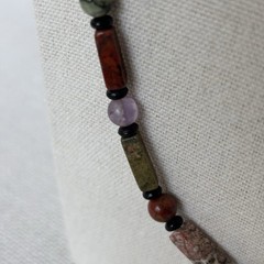 Vintage Semi-precious Natural Stone Necklace Barrel Clasp 24”