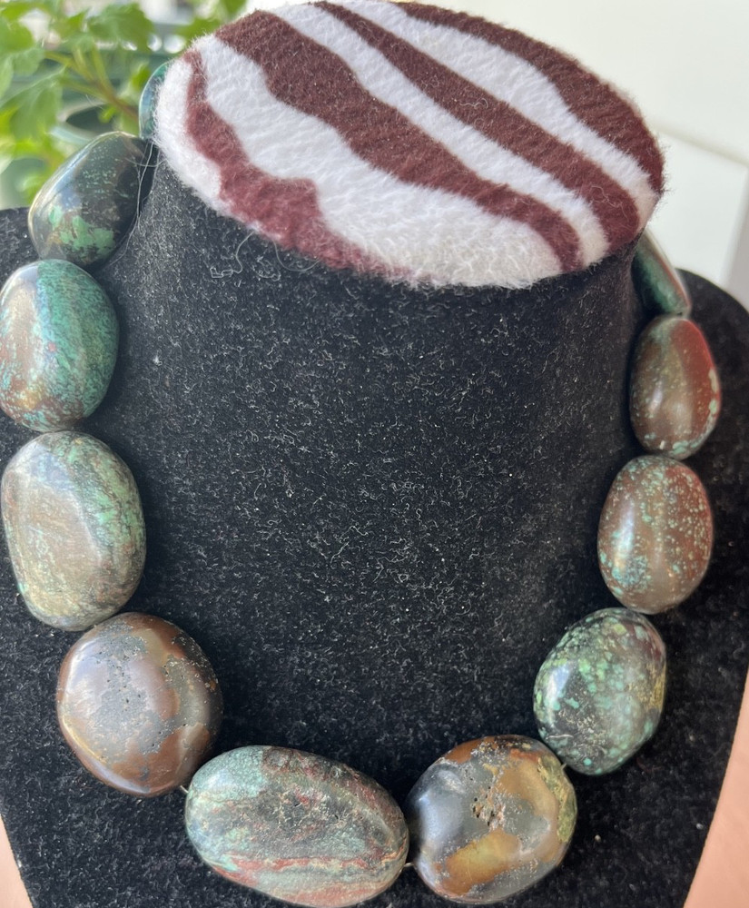 Vintage Turquoise Gemstones In the Rough Necklace Beaded
